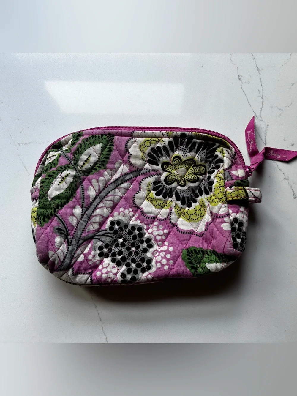 Vera Bradley Priscilla Pink Floral Quilted Cosmetic Pouch